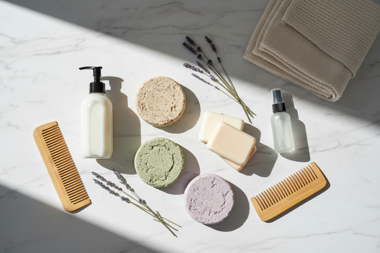 Hair care products like shampoo bars, conditioner bars, leave in conditioner, detangler with no bran \d names